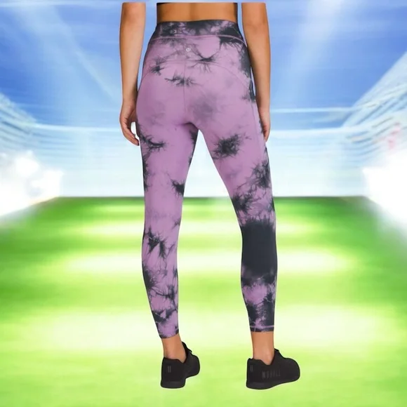NWT Lululemon Power Thru Tight 25" Over Tie Dye Wisteria Purple Graphite Grey 10